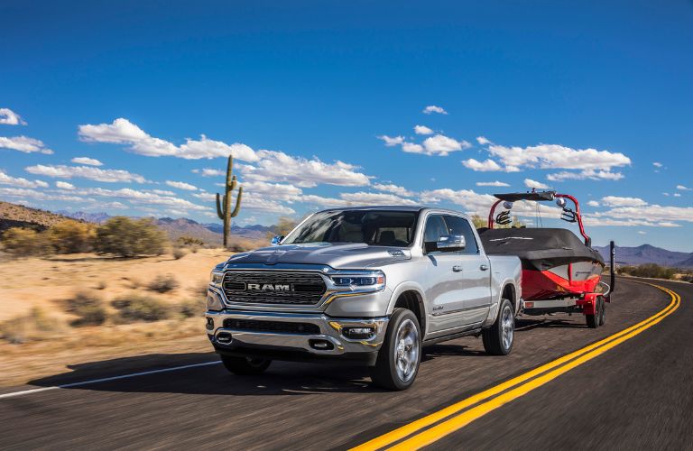 2022 RAM 1500 towing a boat